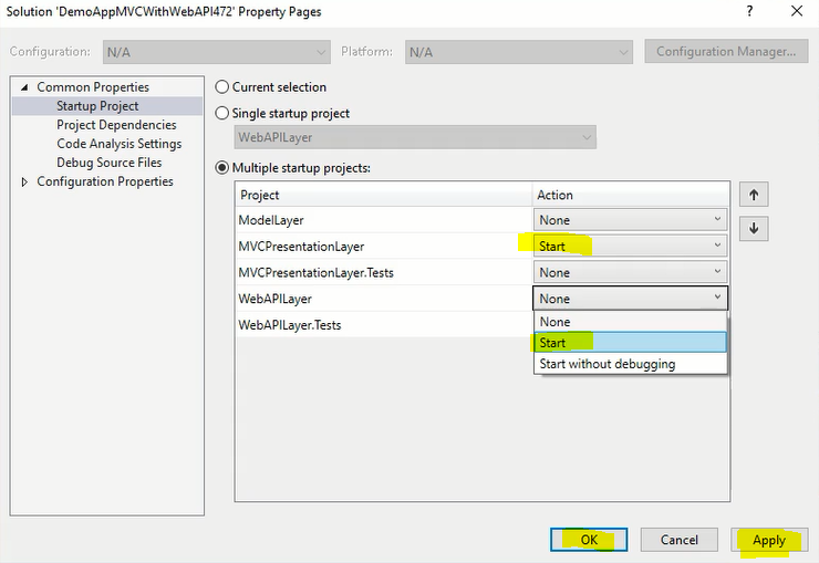 how to run multiple projects in one in visual studio